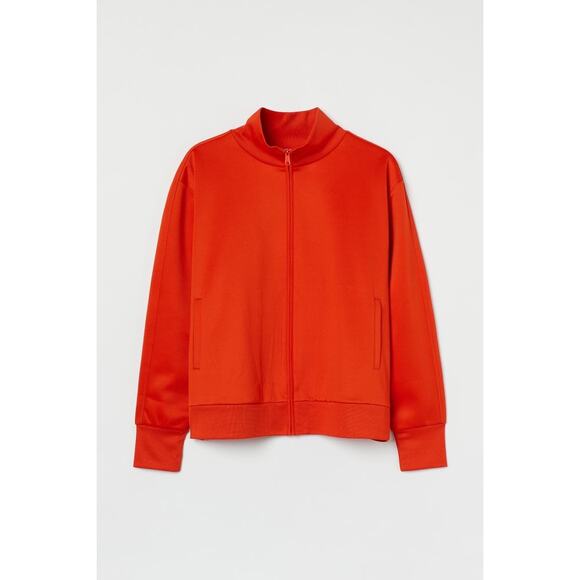 H&M Orange Red Zip Up Long Sleeve Track Jacket Size M - Picture 1 of 8